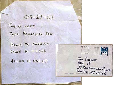 Anthrax Letter to Tom Brokaw